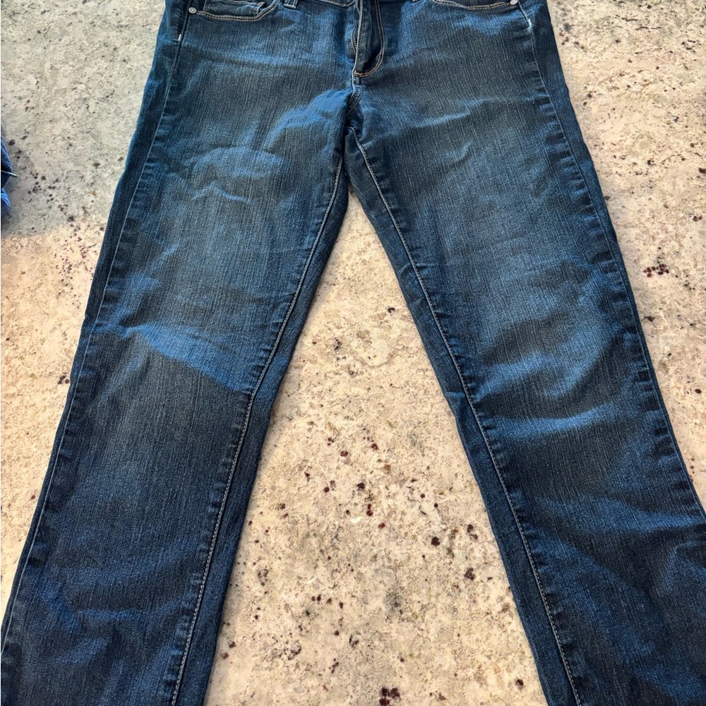 PAIGE Women's Dark Blue Straight-Leg Jeans